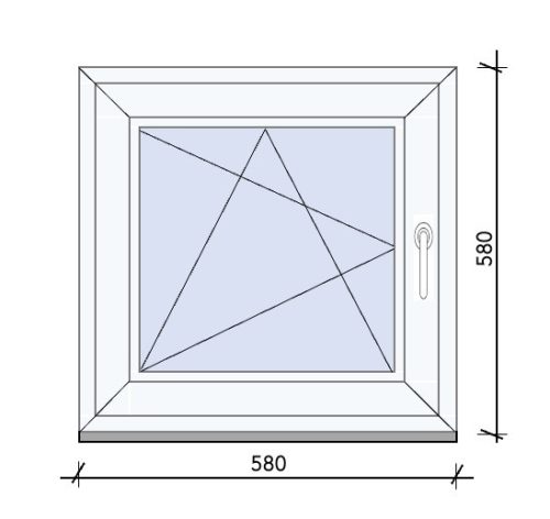 58x58 cm bukó-nyíló ablak