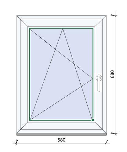 Weru 3 rétegű bukó-nyíló műanyag ablak 58x88