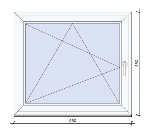 Weru 3 rétegű bukó-nyíló műanyag ablak 88x88