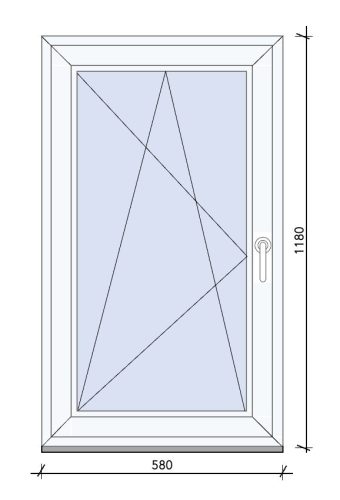 Weru 3 rétegű bukó-nyíló műanyag ablak 58x118